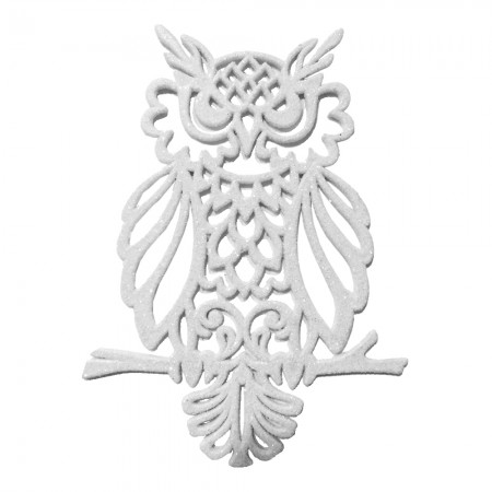 Украшение Сова пластик 12х9см (белый)